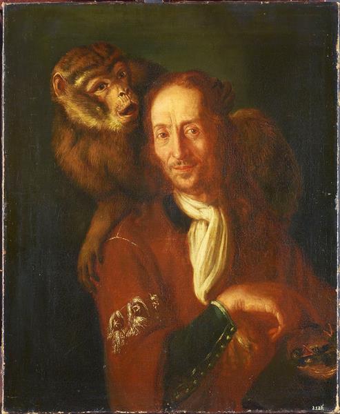Man with Monkey ca. 1700 by Unknown Artist Neapolitan  Staatliche Kunstsammlungen Dresden Gal Nr 469